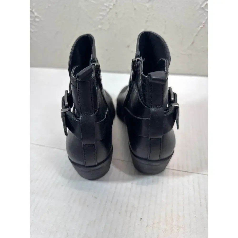 Vince‎ Camuto Women’s Peamer Ankle Boots Black Leather Buckle Straps Size 6.5